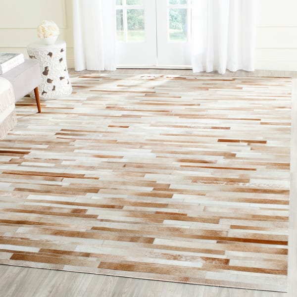 slide 2 of 28, SAFAVIEH Studio Modern Leather Patchwork Area Rug 8' x 10' - Tan/Ivory