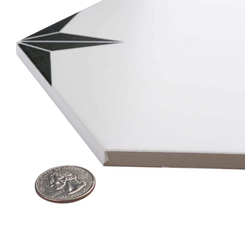 Merola Tile Stella Hex Nero 8-5/8" x 9-7/8" Porcelain Floor and Wall Tile