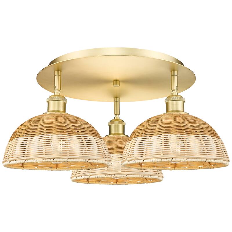 Innovations Lighting Endless Possibilities Ballston - Bristol Natural II - 3 Light 21" Flush Mount - Satin Gold