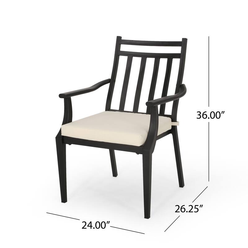 Outdoor 2 Piece Wooden Open Slat Dining Chairs with Cushions and Curved Backrest for Dining Room Kitchen Bedroom Living Room