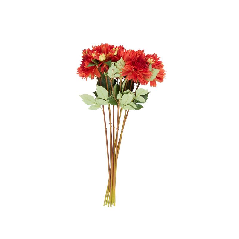 Red Polyester Tall Dahlia Artificial Flower Stem (Set of 8)