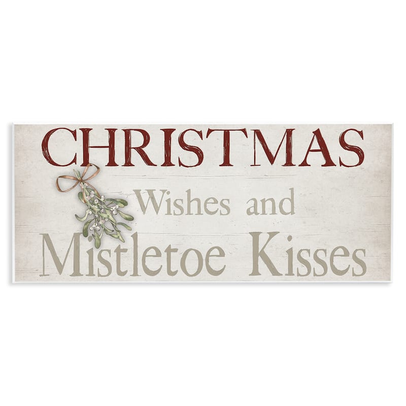Stupell Christmas Wishes & Mistletoe Kisses Wall Plaque Art Design By Susie Boyer - 17 x 7