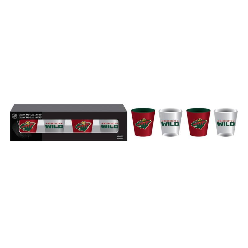 4-Piece Ceramic and Glass 2 oz. Shot Glass Set, Minnesota