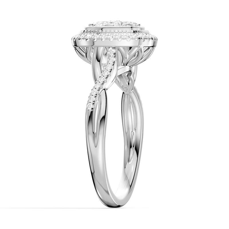 AEON Elysian Bloom Cushion 0.50ct Lab Grown Diamond Cluster Halo Ring