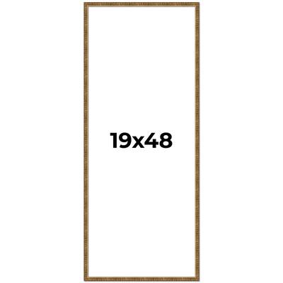 19x48 Frame Black Real Wood Picture Frame Kingsley Gold Distressed Photo Frame with UV Acrylic Foam Board Backing &