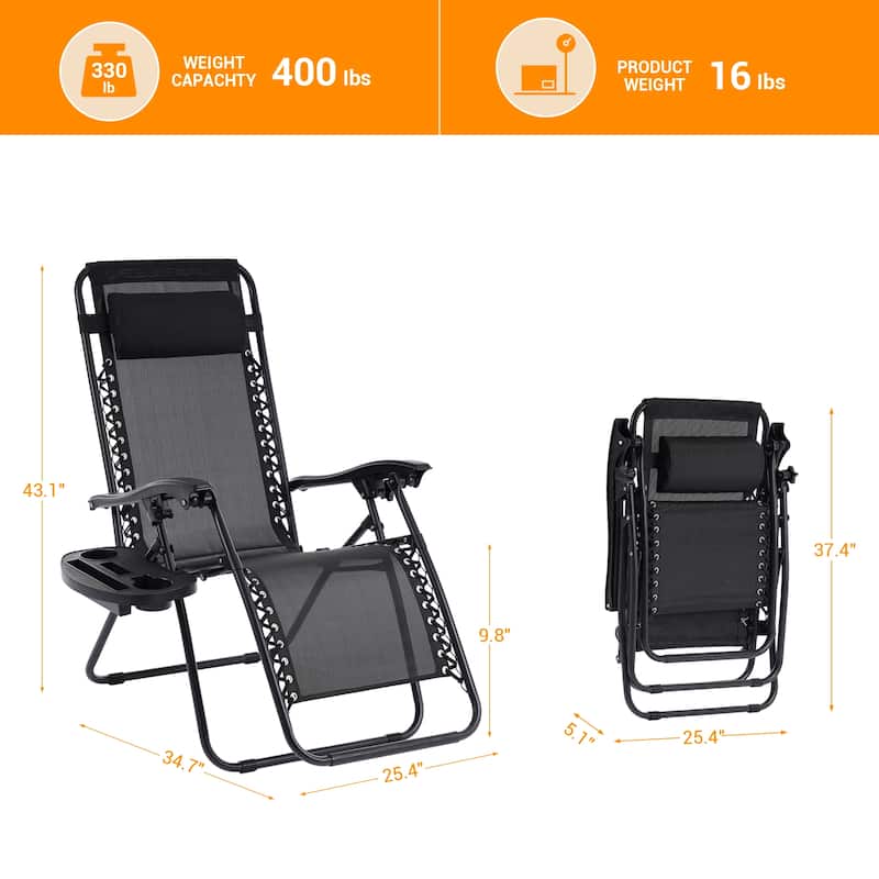 BONOSUKI Outdoor Foldable Recliner Lounge Chair Zero Gravity Chair