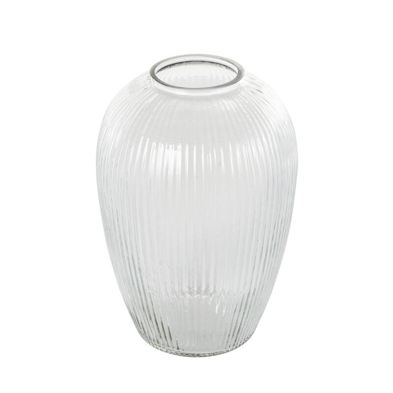 Glass Ribbed Fluted Vase - Clear - Roche River Decor