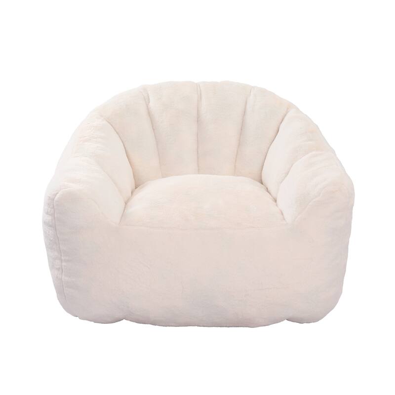 Faux Fur Shell-Shaped Bean Bag Chair, Oversized Adults Bean Bag Sofa, Bean Bag Lazy Chair with Armrests for Gaming, Reading