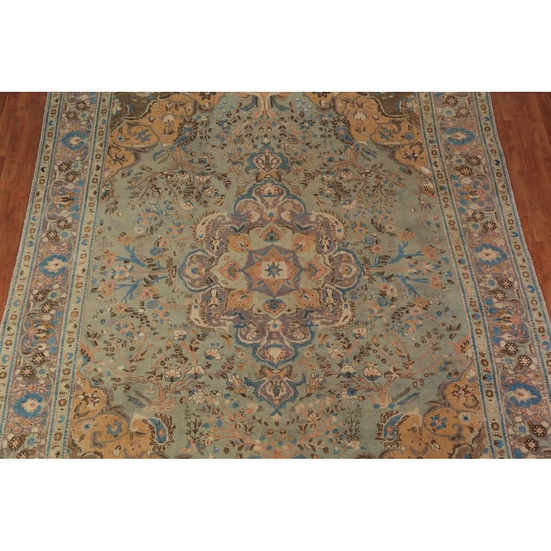 Floral Tabriz Persian Rug Traditional Hand-Knotted Wool Carpet - 9'7"x 12'4"