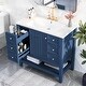 preview thumbnail 13 of 28, 36" Bathroom Vanity with Sink Combo, One Cabinet and Three Drawers, Solid Wood and MDF Board Blue
