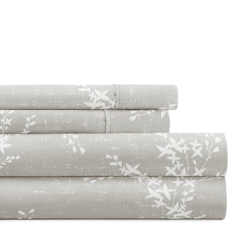 Delicate Details Patterned Ultra-Soft Bed Sheet Sets - Distressed Willow Harbour Mist - Full