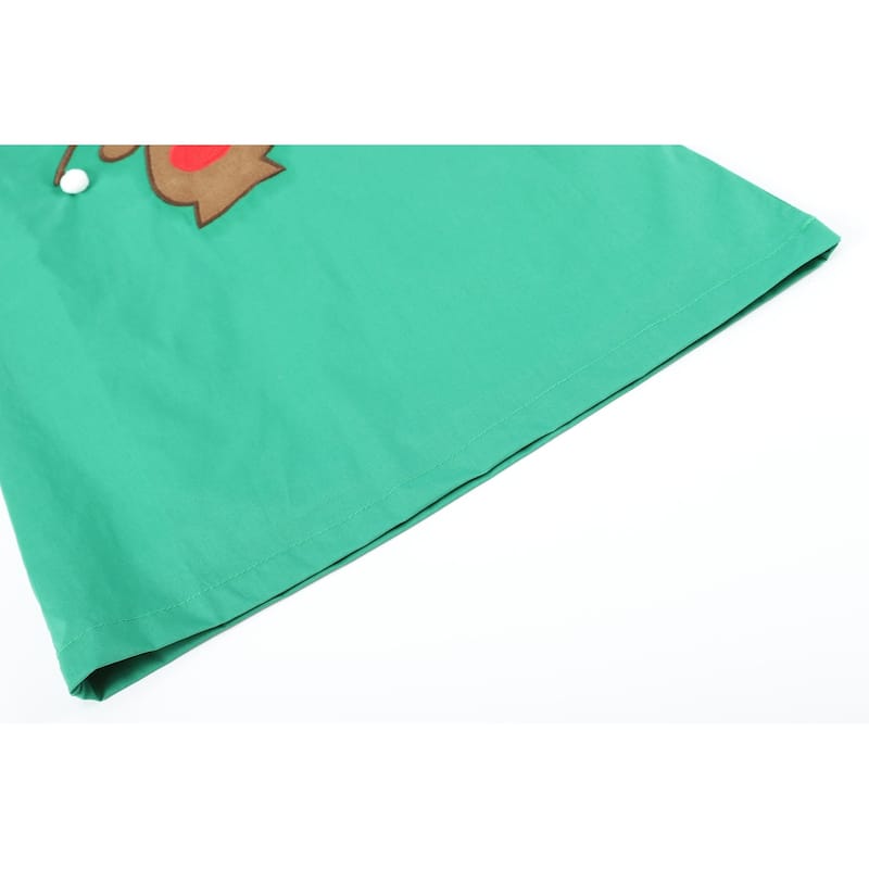 Lil Cactus Green Swing Dress with Pompom Reindeer