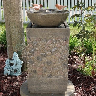 Sunnydaze Birds Birdbath Water Fountain Light Tall