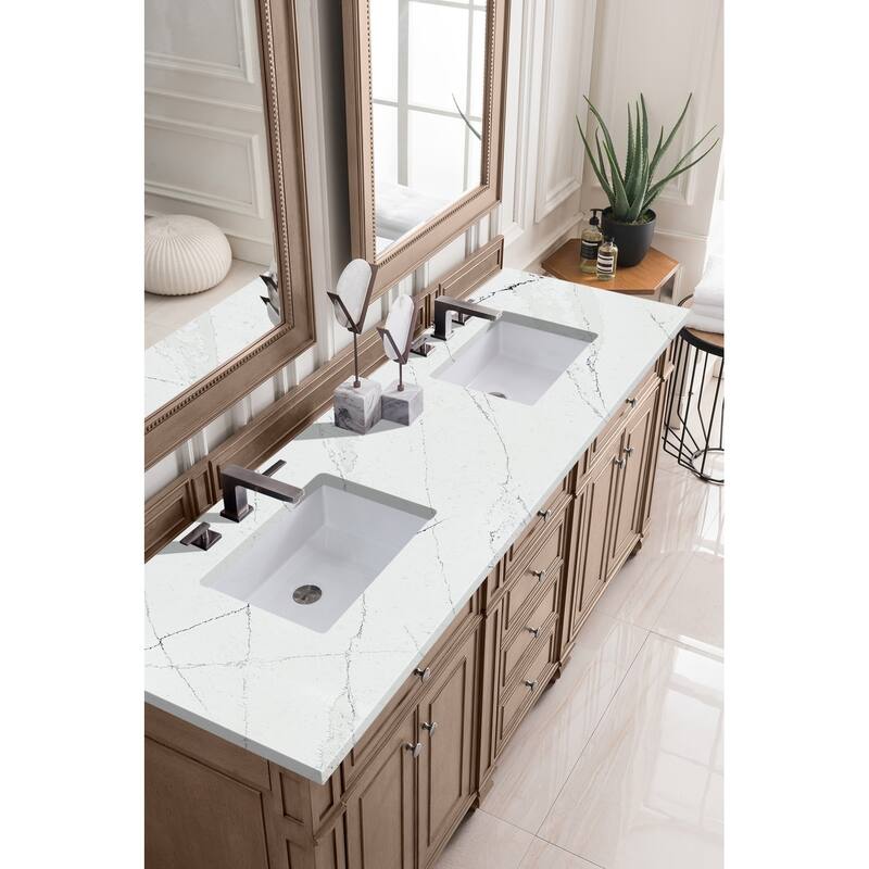James Martin Vanities Bristol 72" Double Vanity, Whitewashed Walnut