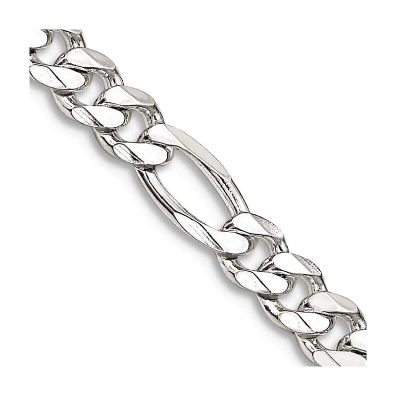Curata 925 Sterling Silver 4.25mm Figaro Chain Necklace for Men