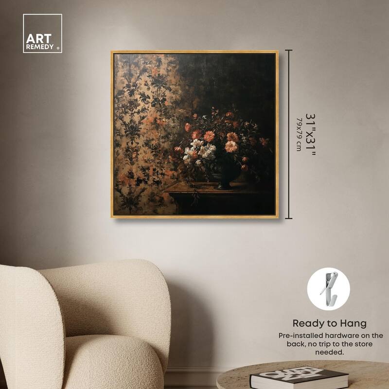 Dark Floral Elegance Canvas by Art Remedy