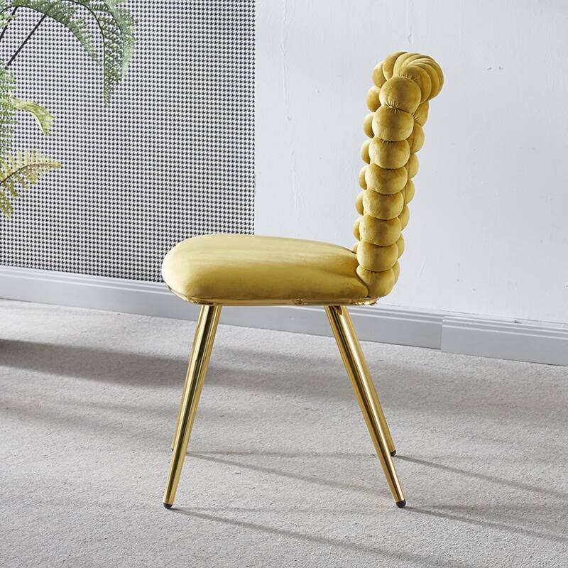 Modern Dining Chair with Iron Tube Legs, Soft Cushions (Set of 2)
