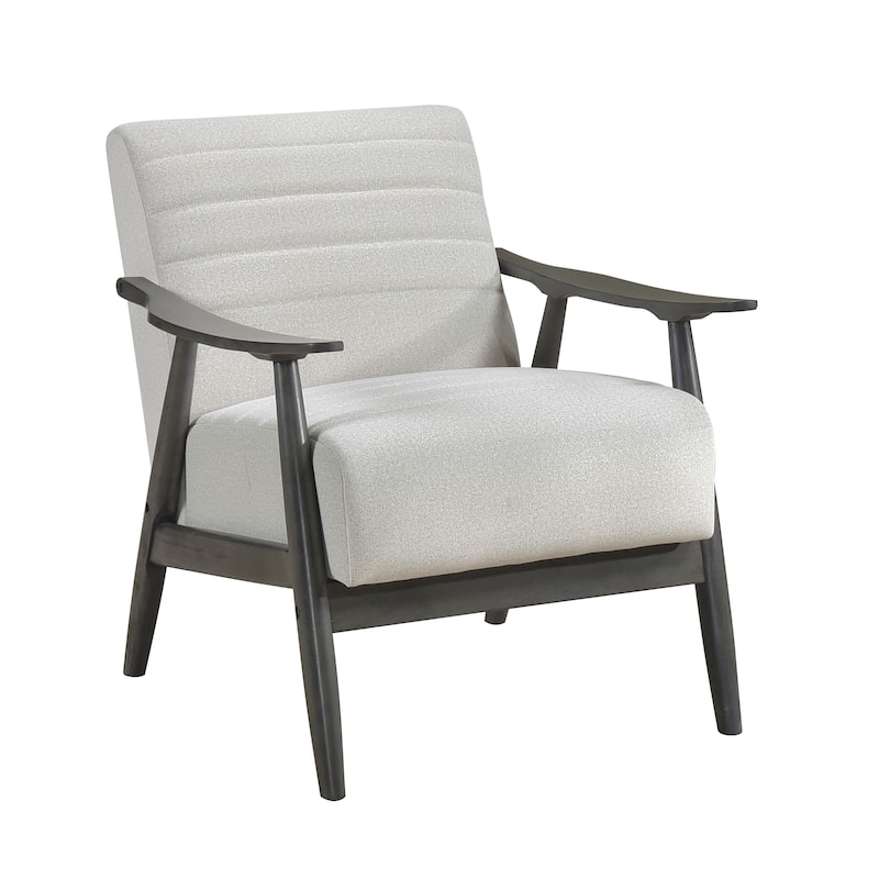 Transitional Pearl-Hued Velvet Accent Chair with Dark Gray Frame - Off White