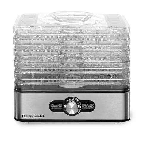 Elite Gourmet 5-Stainless Steel Tray Food Dehydrator with Adjustable Temperature