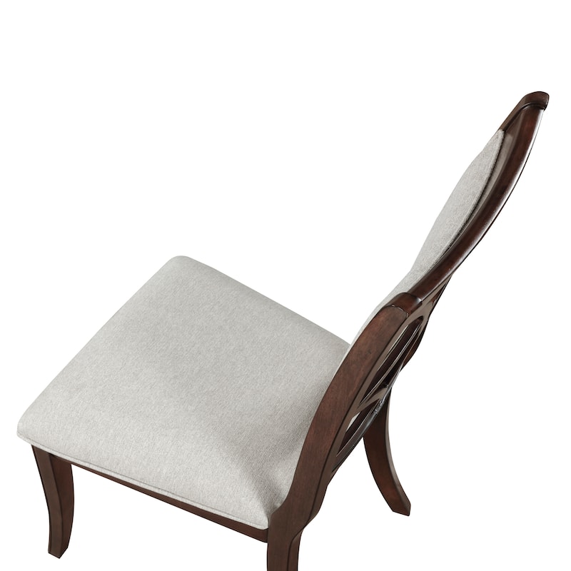 Traditional Dining Side Chairs Set Of 2pc, Wooden Upholstered Seat Formal Chairs