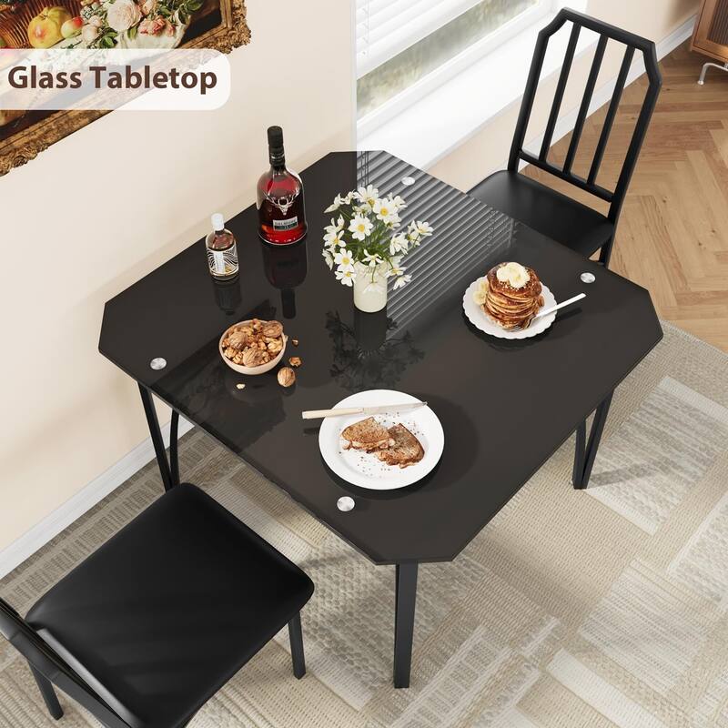 Kitchen Table Chairs Set With Comfortable PU Cushion