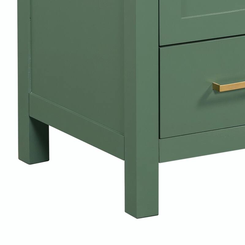 36"/30" Bathroom Vanity with Ceramic Sink, Soft-Close Doors, Double Storage Shelves & Divided Drawer