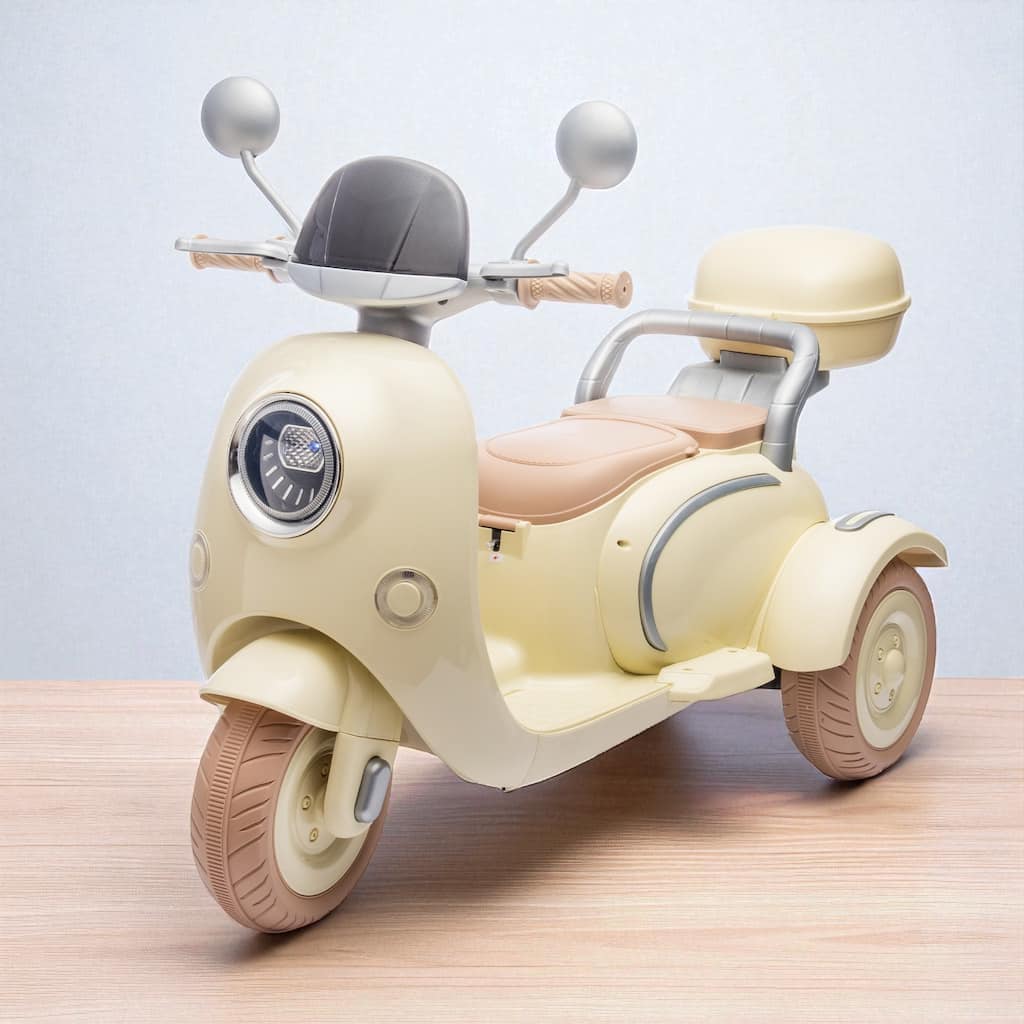 12V Dual Motor Kids Ride-On Motorcycle, Two-Seater with LED Headlights, Bluetooth & Oversized Trunk, Ages 3-6