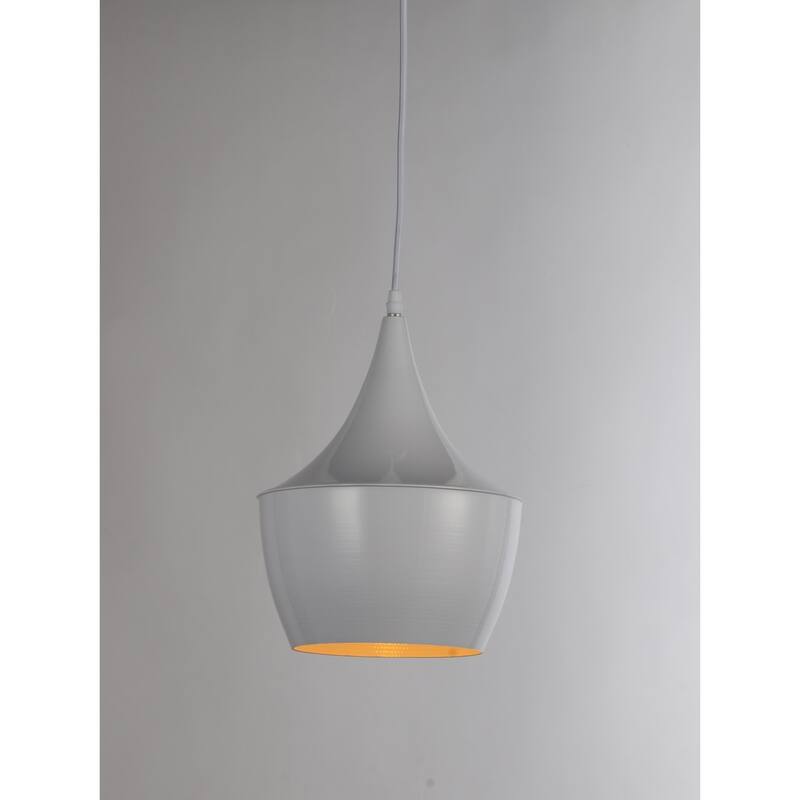 Pendant Light - 1 Light Farmhouse Ceiling Fixture - White Shade Adjustable Height - 12