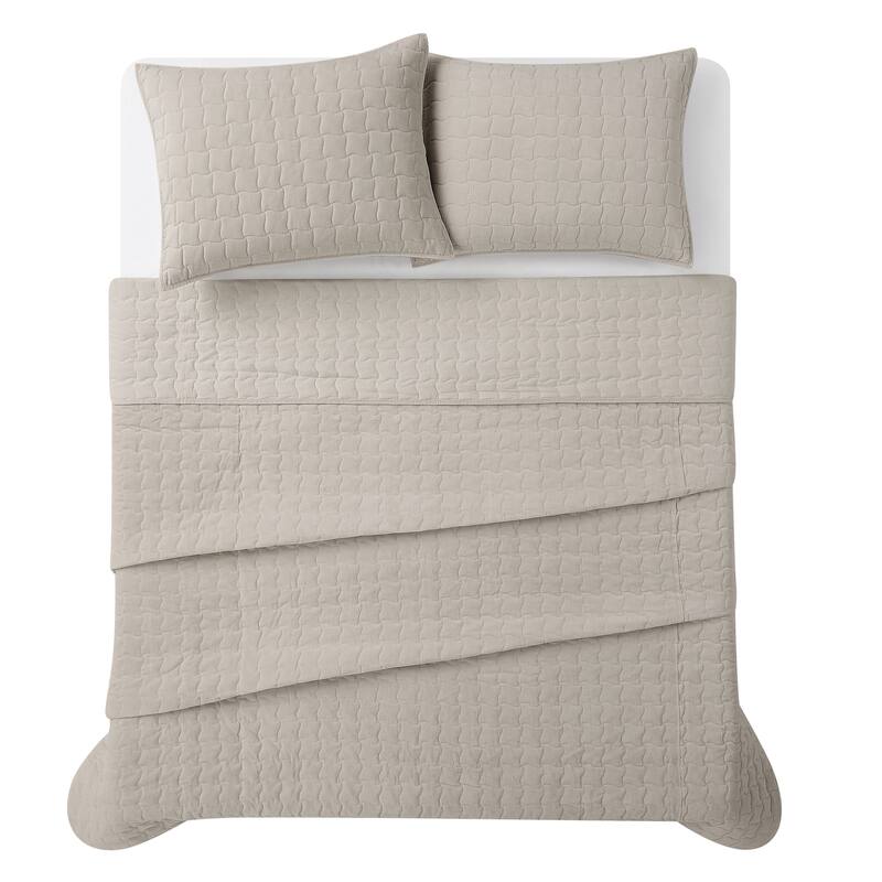 Brooklyn Loom Matte Cotton Velvet Wavy Square Quilt Set