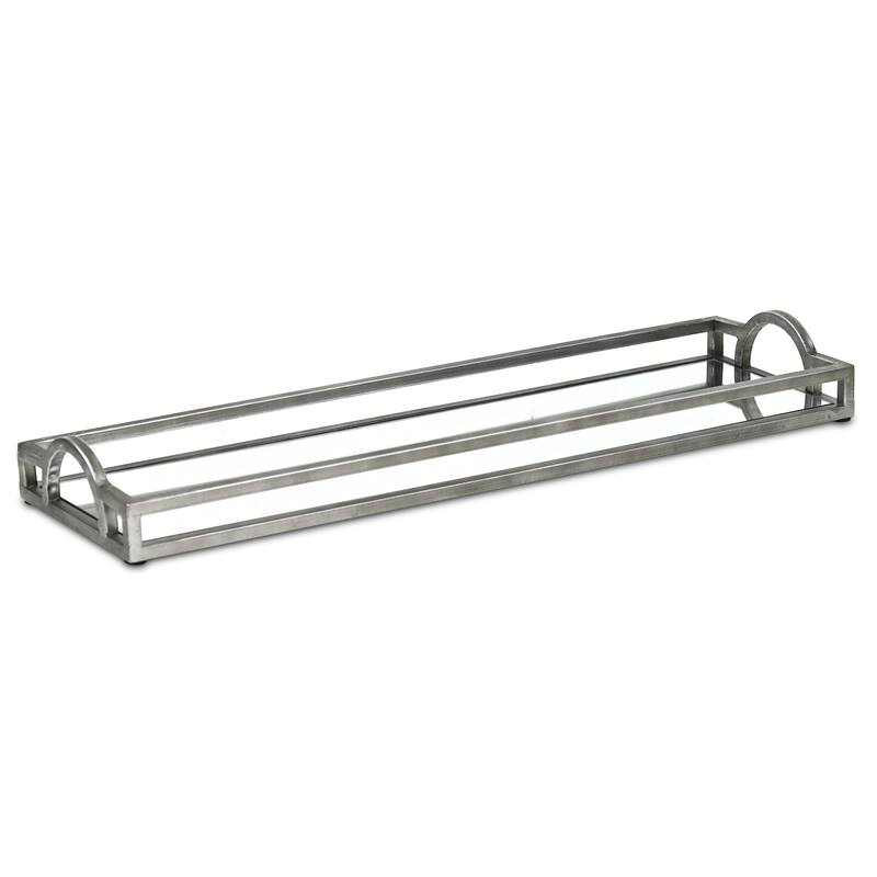 Verena Slim Rectangular Mirrored Tray - Silver - Small