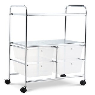 Used, Costway 4Drawer Rolling Storage Cart shelf Scrapbook Paper Office (White) for sale  