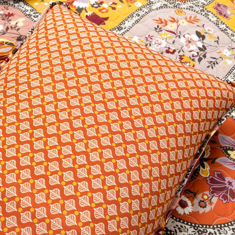 Lush Decor Bohemian Flower Reversible Oversized Cotton Quilt Set