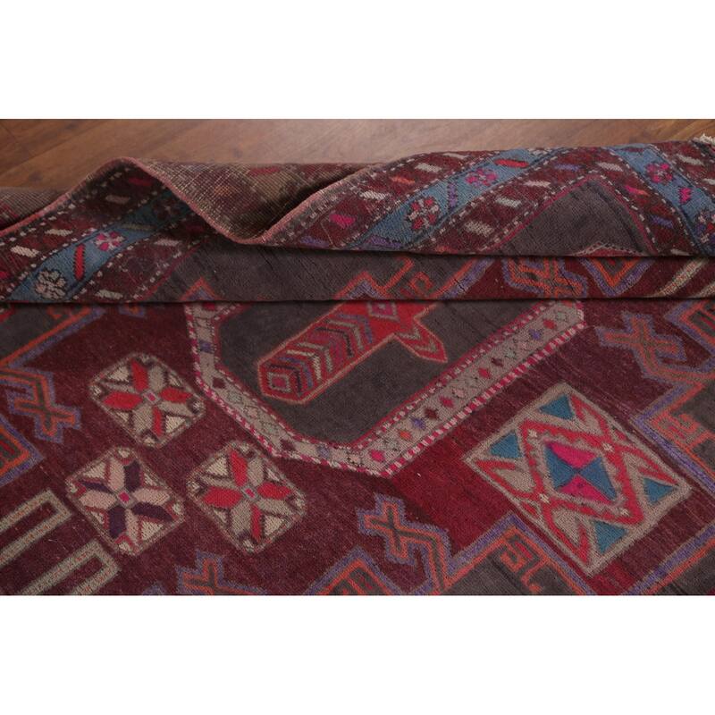 Over-Dyed Meshkin Persian Vintage Runner Rug Hand-Knotted Wool Carpet - 4'3" x 10'5"
