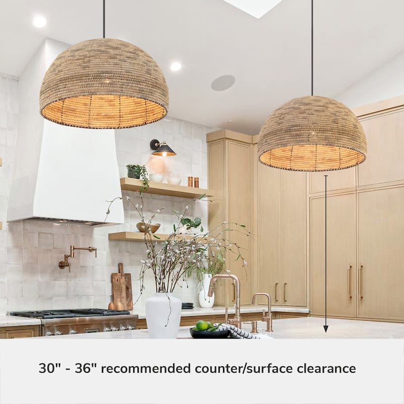 Hunter Hillmount Natural 1 Light Pendant - Transitional, Boho - Kitchen, Dining Room, Entryway