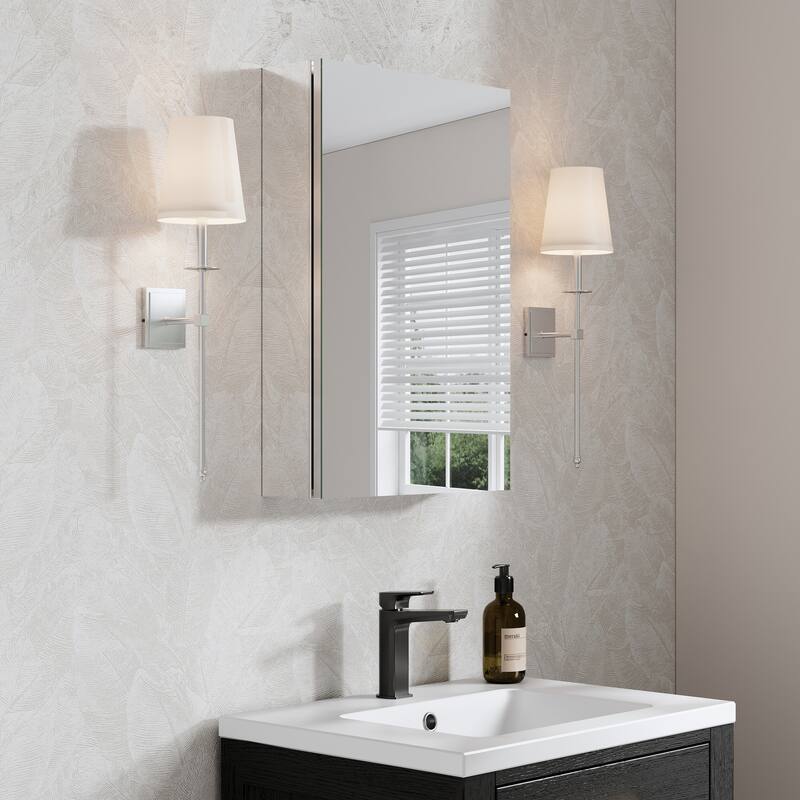 Recessed or Surface Wall Mount Bathroom Medicine Cabinet With Adjustable Glass Shelves