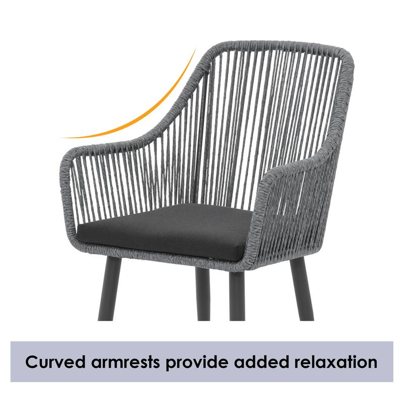 Patio Wicker Cushioned Dining Chairs (Set of 2)