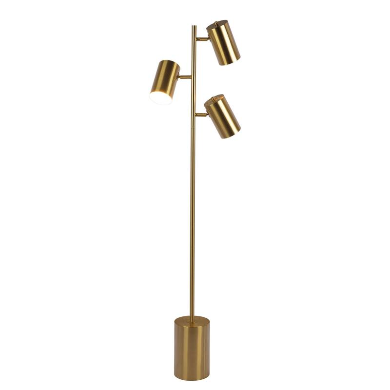 Stylish Brass Gold Floor Lamp with Rotary Switch, Metal Block Base