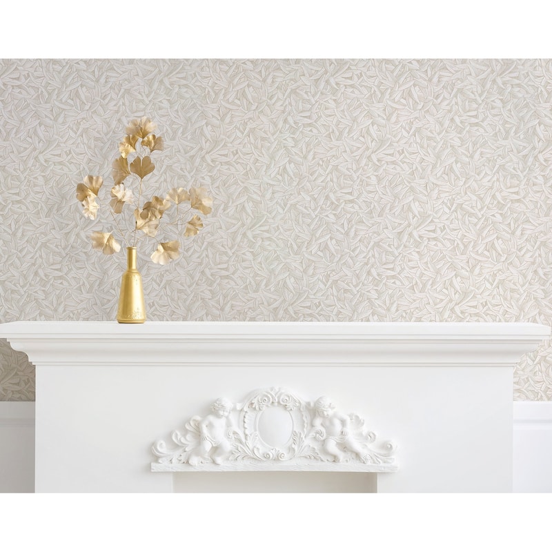 Galerie Wallcoverings Earth Collection Textured Leaves Sheen Wallpaper Roll