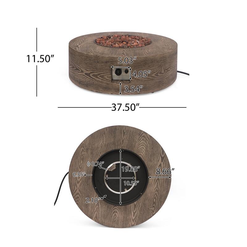 Senoia Outdoor 50,000 BTU Lightweight Concrete Circular Fire Pit (No Tank Holder) by Christopher Knight Home