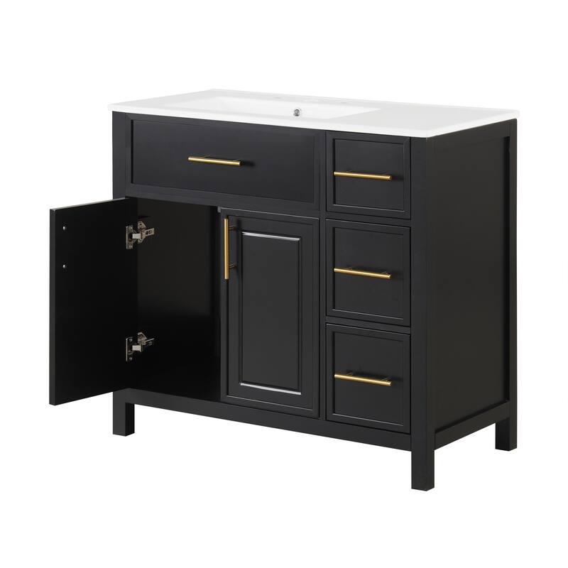 Contemporary 36" Bathroom Vanity with Sink Top,Cabinet with Two Doors and Three Drawers