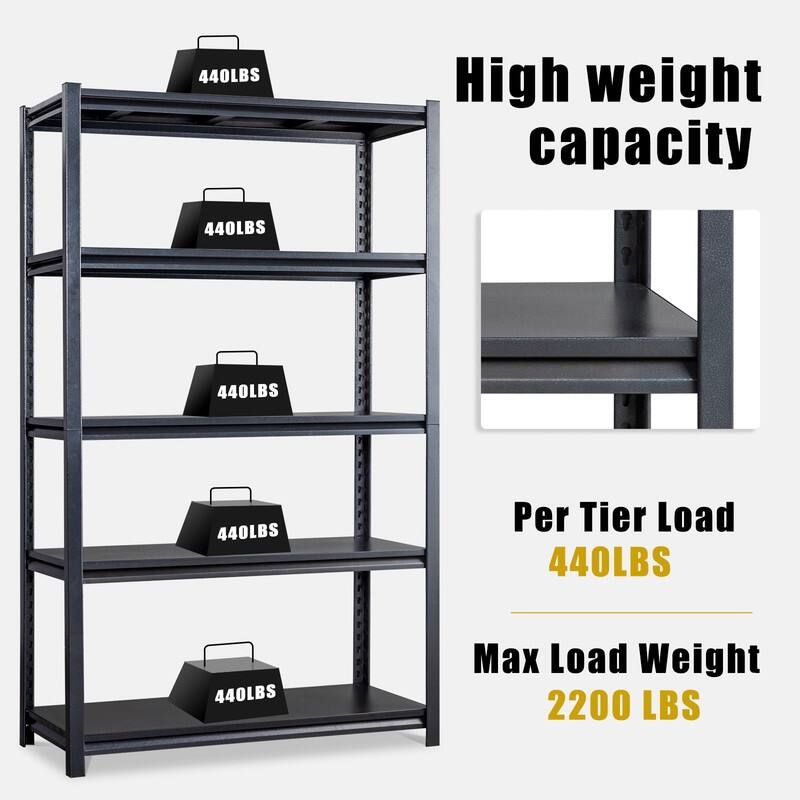 78" H 5-Tier Adjustable Garage Shelves Heavy Duty Storage Unit