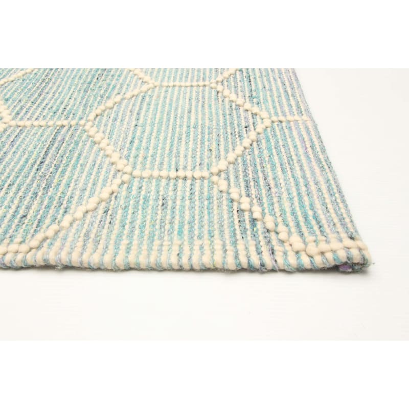ECARPETGALLERY Braid weave Sienna Aqua Wool Rug - 5'4 x 7'7
