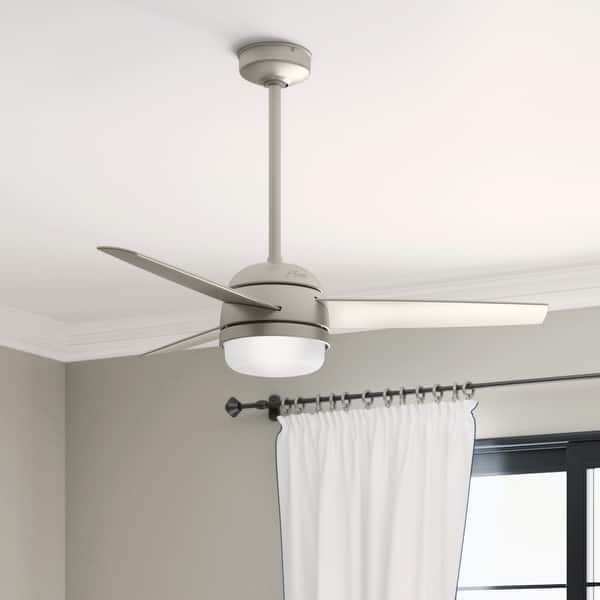 slide 2 of 11, Hunter 48" Midtown Ceiling Fan with LED Light, Handheld Remote - Modern, Contemporary, Transitional Matte Nickel