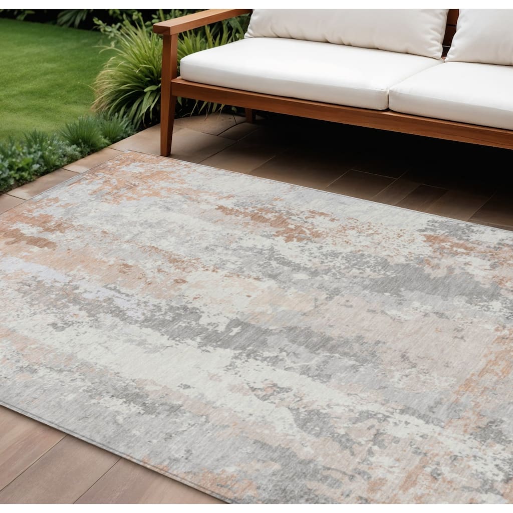 HomeRoots Abstract Transitional Rectangle Outdoor Rug