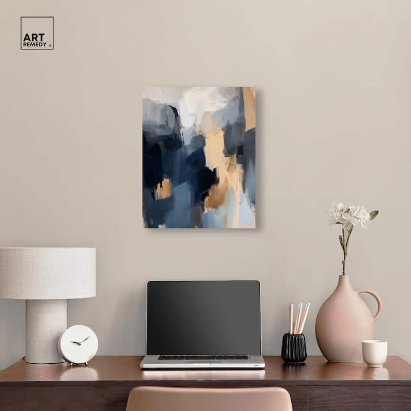 Navy Beige II Canvas by Art Remedy, Gallery Wrapped