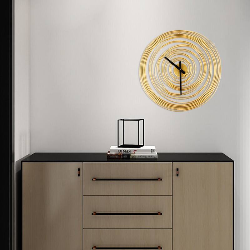 Round Decorative Wall Clock Tree Rings Theme Modern Wall Clock - 19.29 x 19.29inches - 19.29 x 19.29inches - Gold