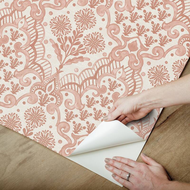 NuWallpaper Brownstone Boys Brownstone Blooms Clay Peel and Stick Wallpaper - N/A