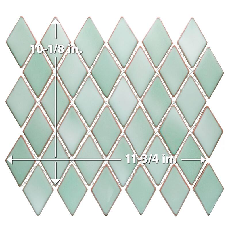 Merola Tile Hudson Kite Mint Green 10-1/8" x 11-3/4" Porcelain Mosaic Floor and Wall Tile