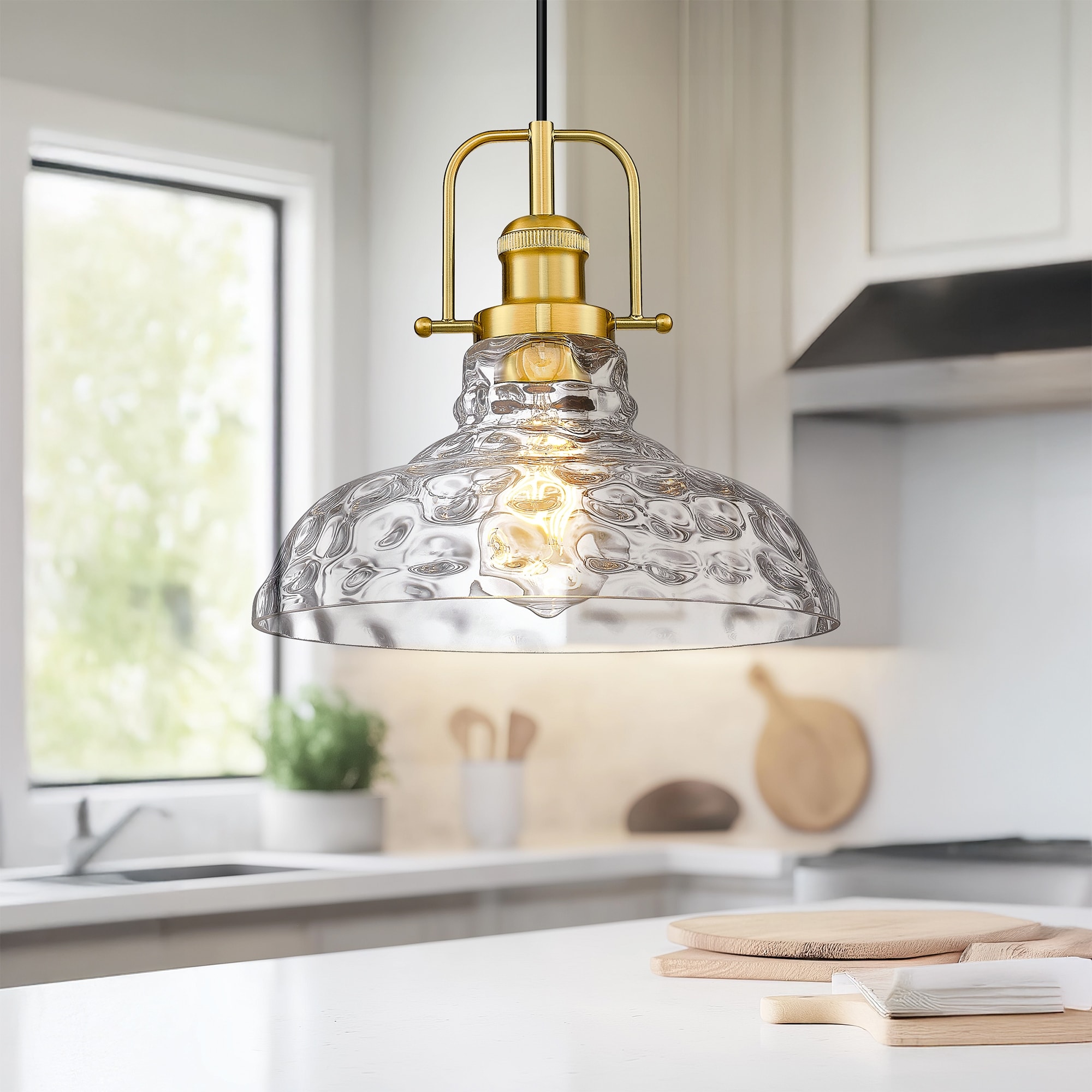 Modern Ripple Glass Glass Pendant Lighting for Kitchen Island