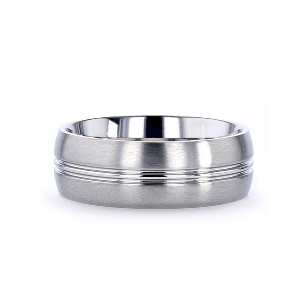 Bridal Titanium Polished Grooved Ring